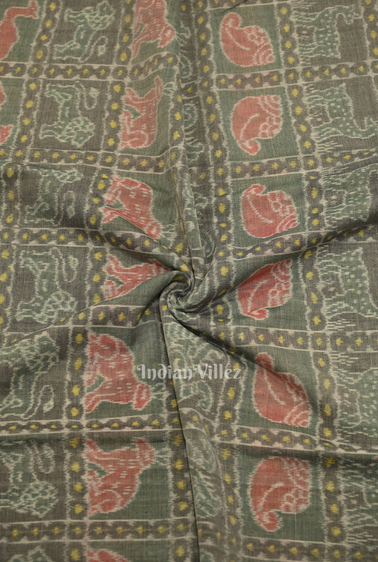 Cement Gray Nabakothi Sambalpuri Ikat Cotton Fabric