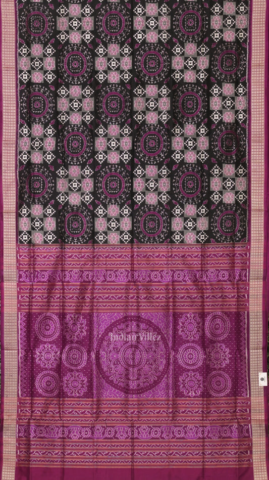 Black Purple Body Pasapali Sambalpuri Silk Saree 