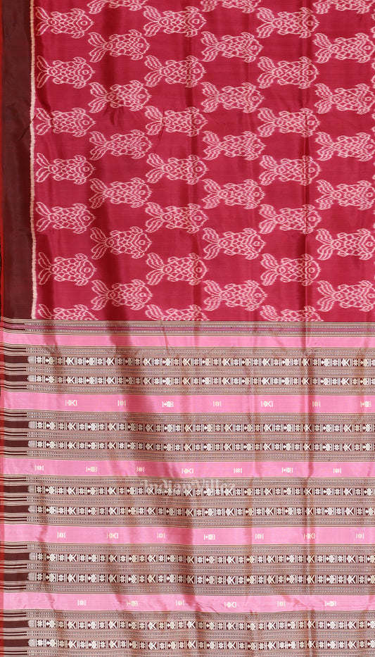 Wine Contemporary Odisha Handloom Silk Saree 