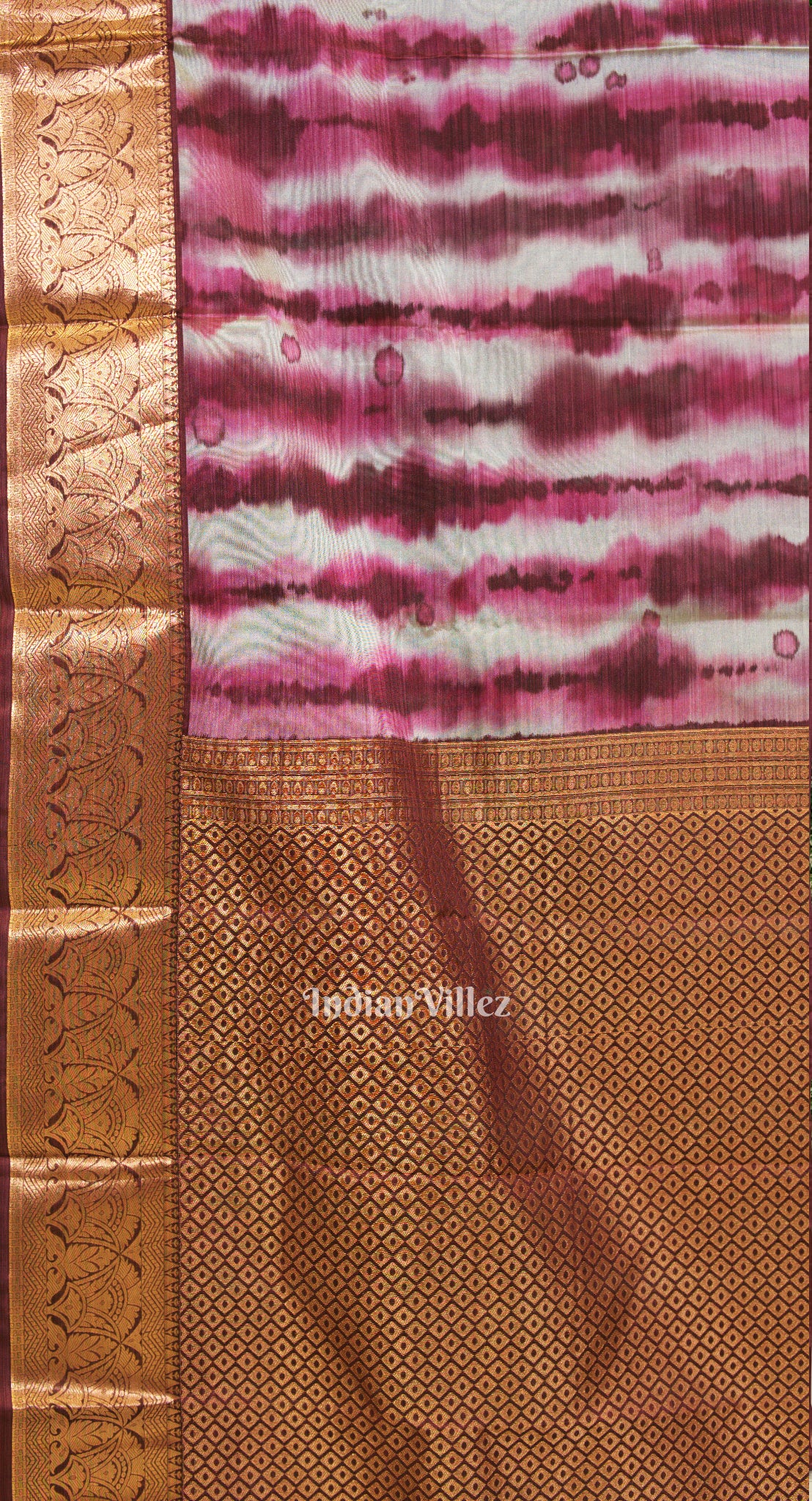 Silver Pink Floral Digital Print Kanjivaram Silk Saree