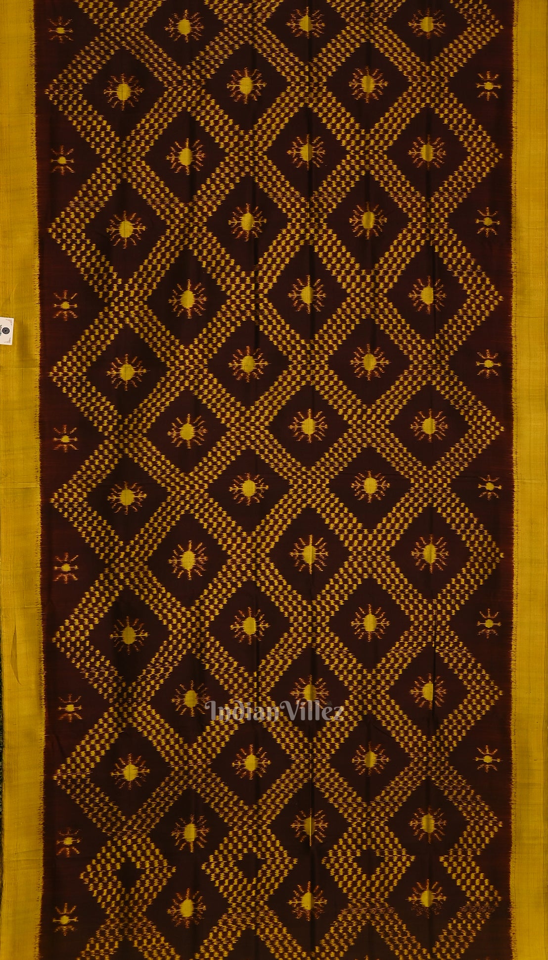 Coffee with Mustard Yellow Odisha Handloom Tarabali Contemporary Silk Saree 