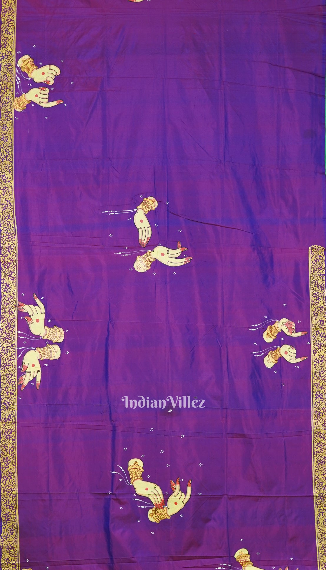 Violet Dual Tone Krishna Rasa Leela Pattachitra Saree