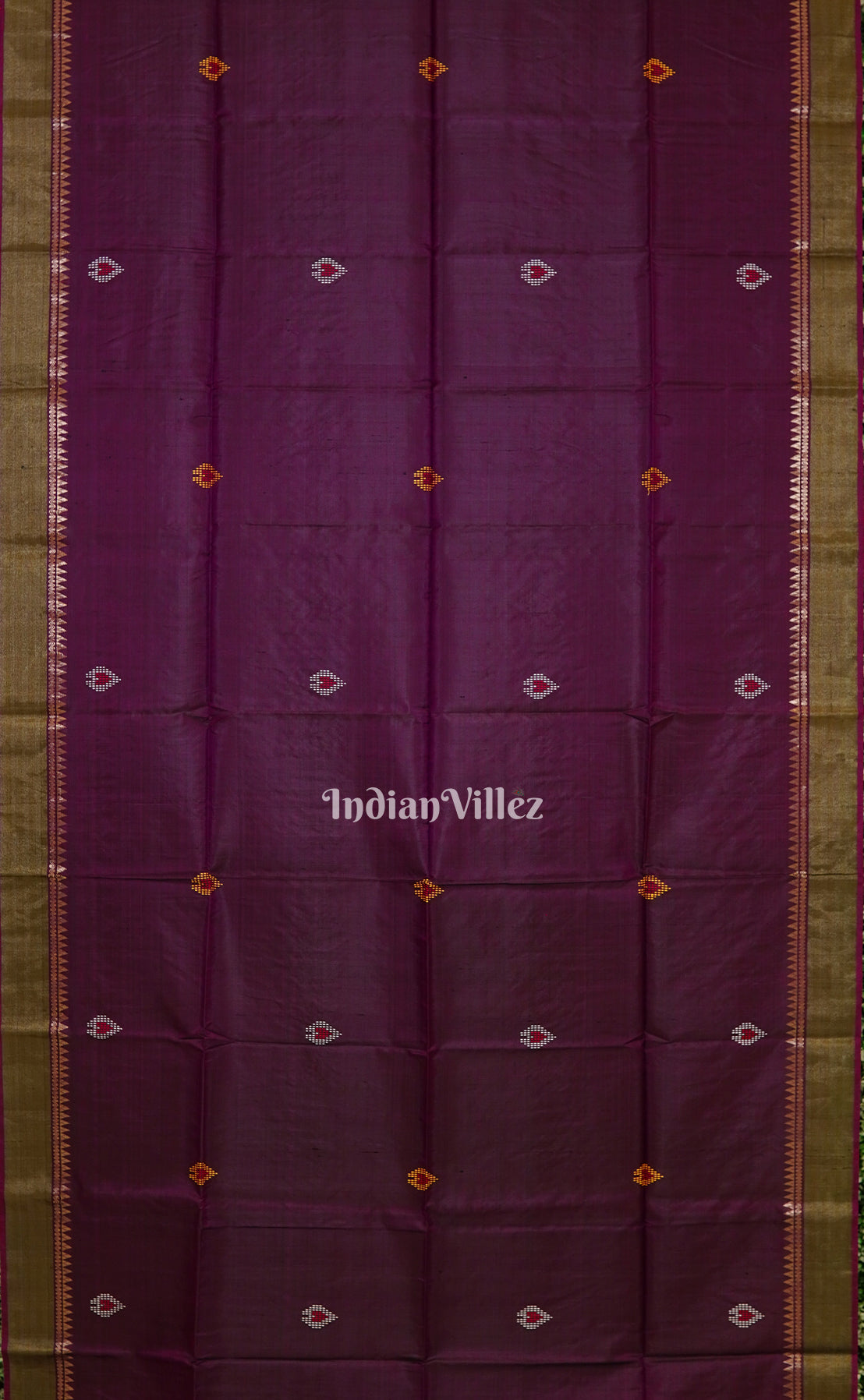 Burgundi With Light Orange Handwoven South Soft Silk Saree