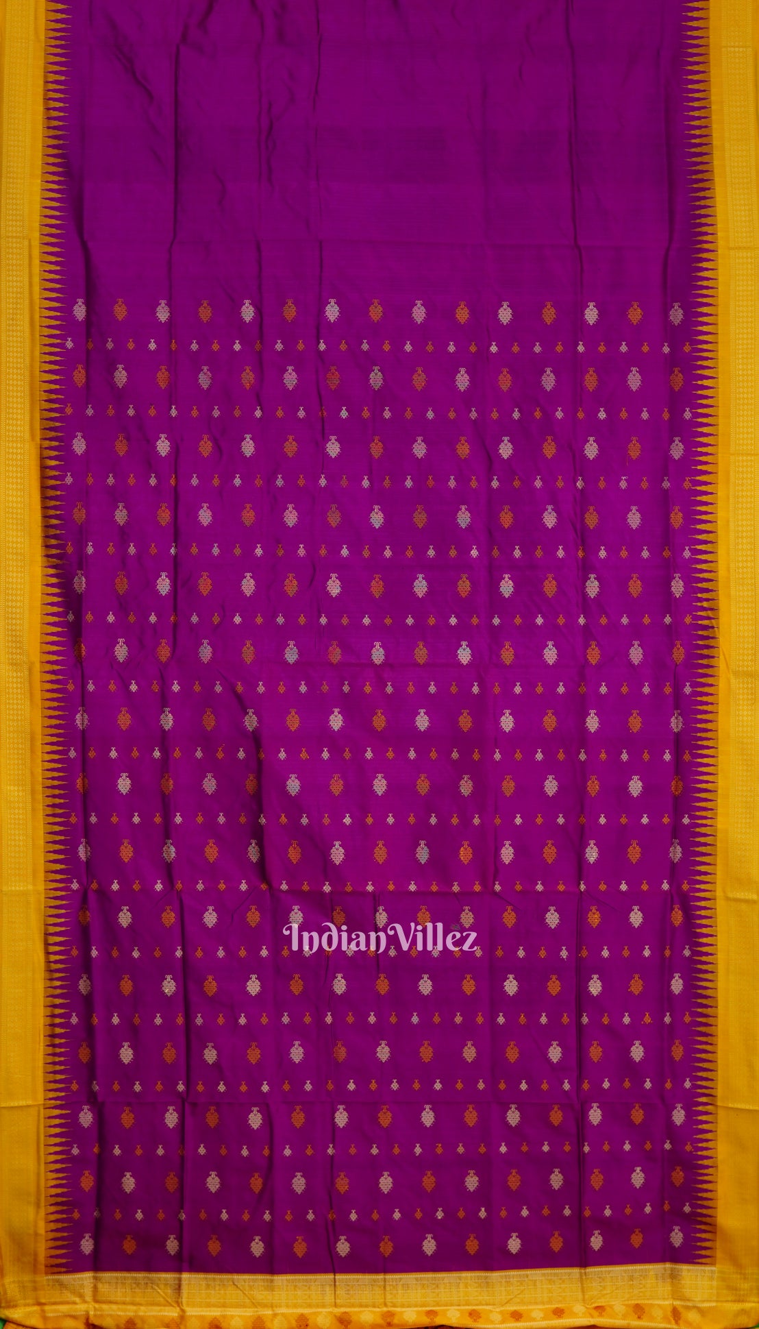 Magenta Banyan Tree Motif Sambalpuri Silk Saree