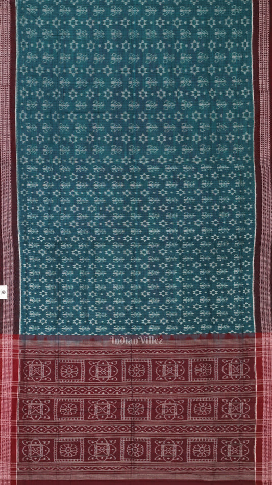 Green Coffee Tribal Theme Odisha Sambalpuri Pure Cotton Saree 