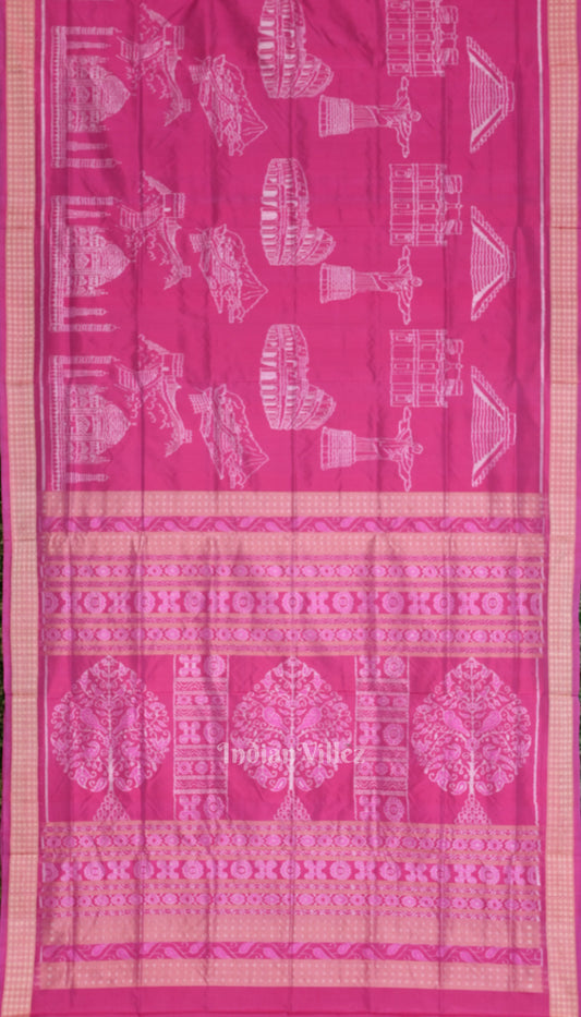 Rani Pink Natural Dyed Sambalpuri Silk Saree 