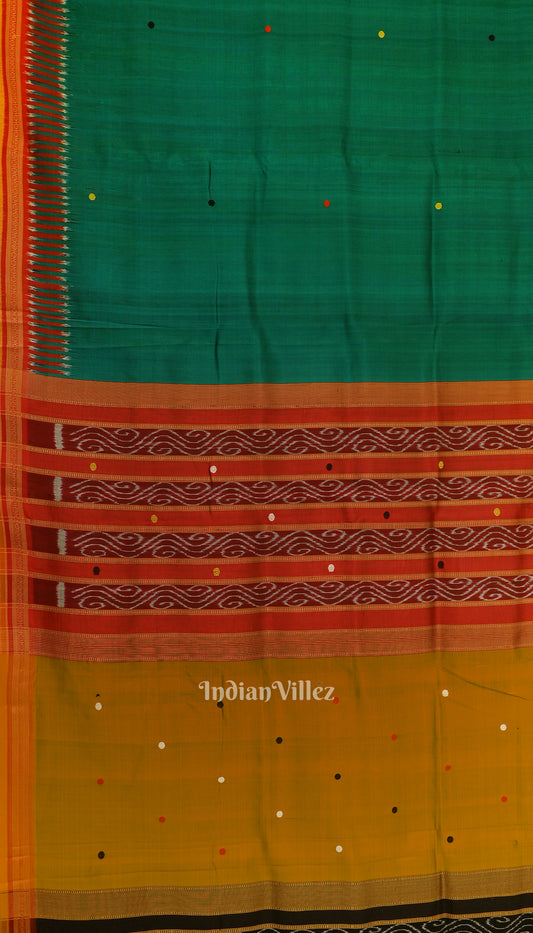 Green Red Kathiphera Odisha Ikat Khandua Silk Saree