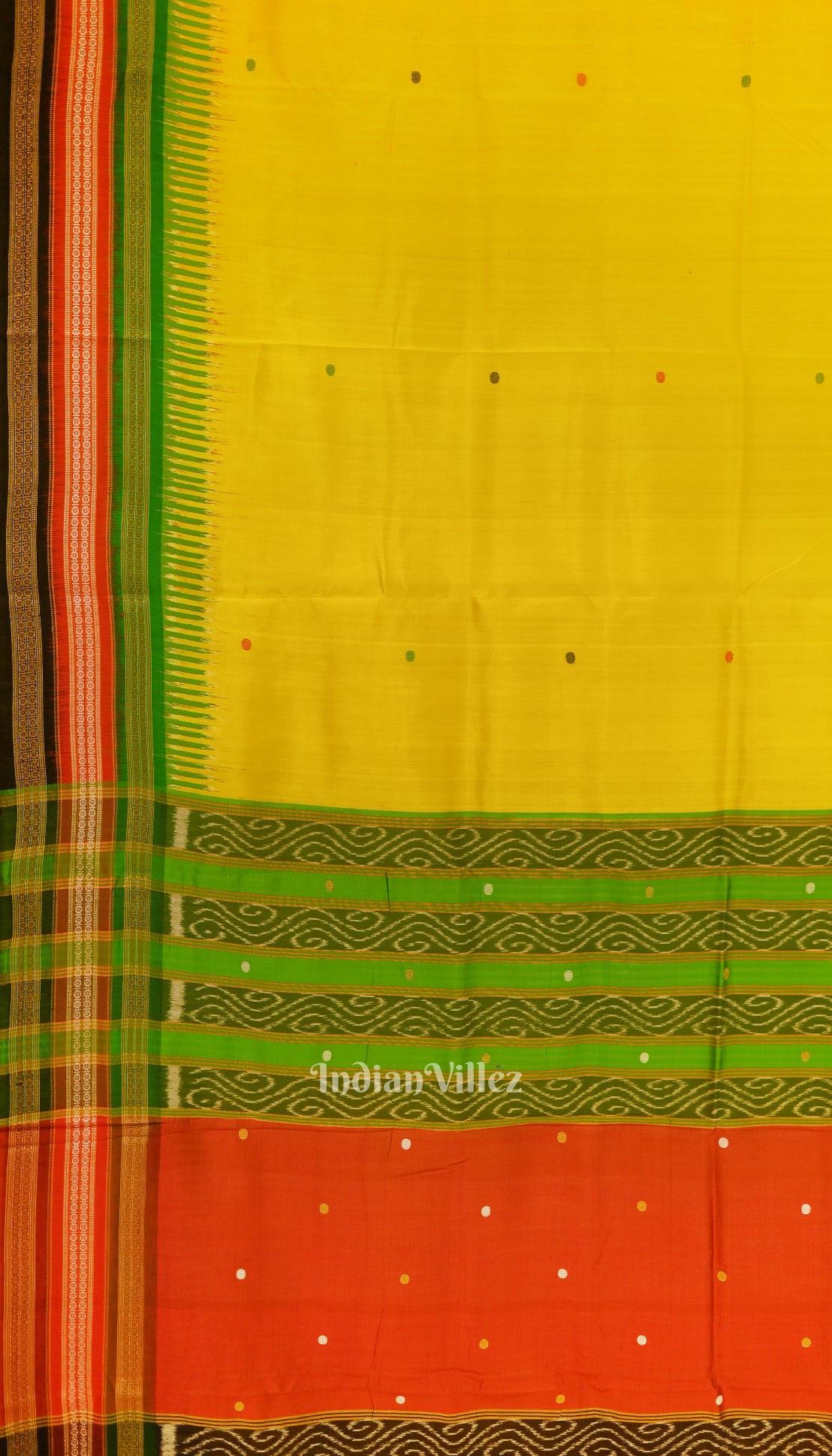 Yellow Green Kathiphera Odisha Ikat Khandua Silk Saree