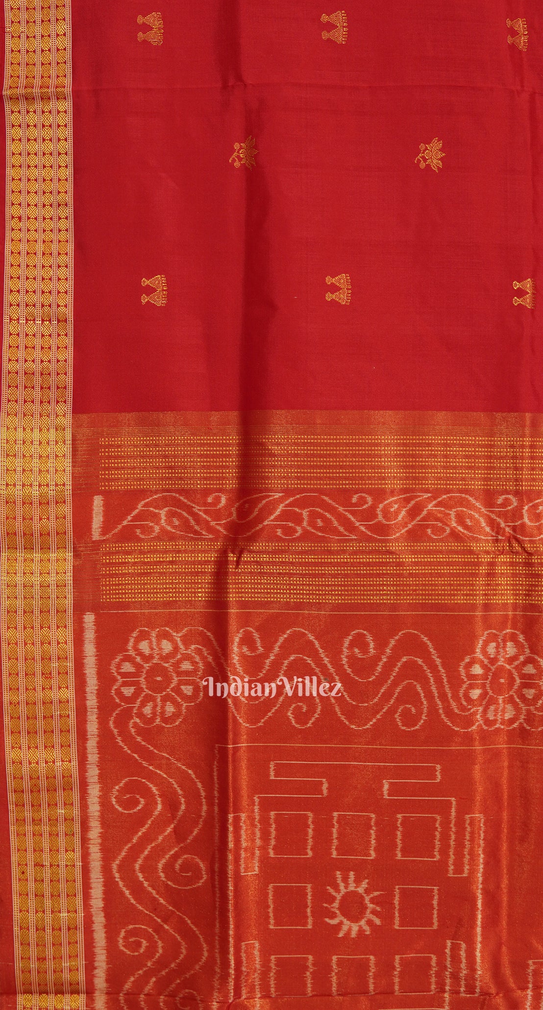 Red Laxmi Pada Tissue Pure Sambalpuri Saree