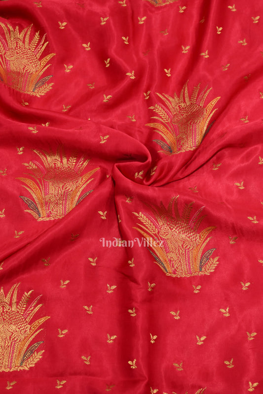 Bright Pink Mashru Satin Satin Silk Banarasi Saree