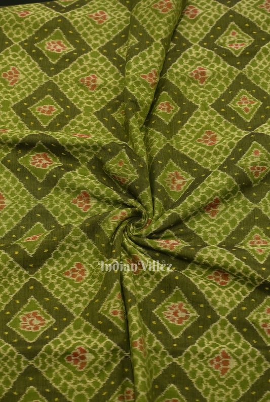 Mehendi Green Sambalpuri Ikat Cotton Fabric