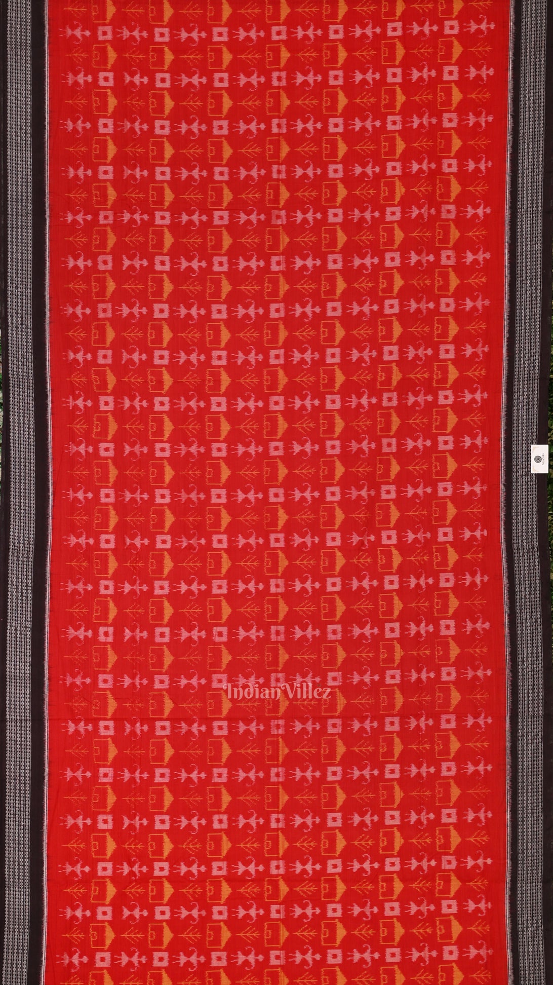 Red  Black Tribal Theme Odisha Sambalpuri Pure Cotton Saree