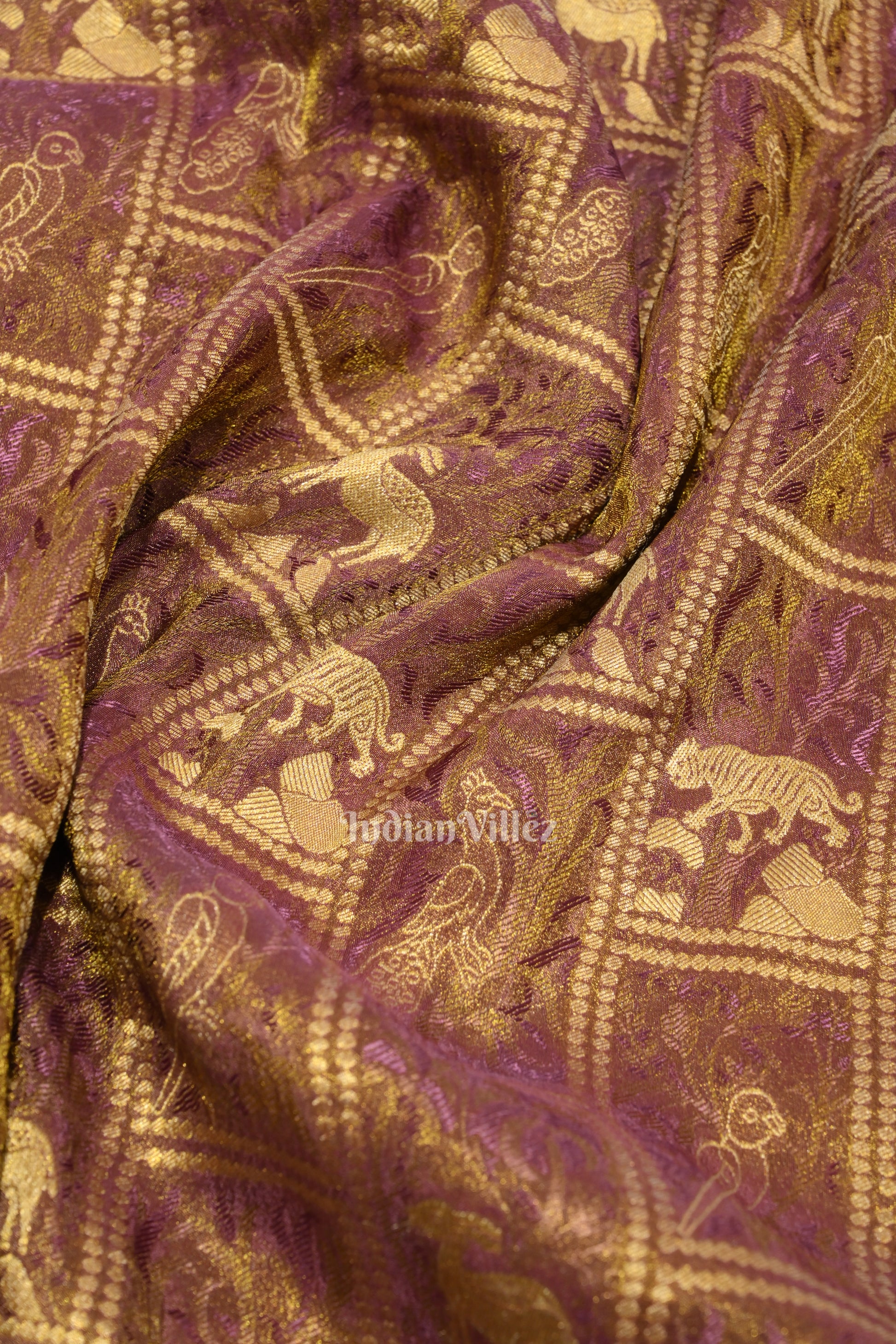 Lavender Purple  Banarasi Tissue Silk Saree with Tassels