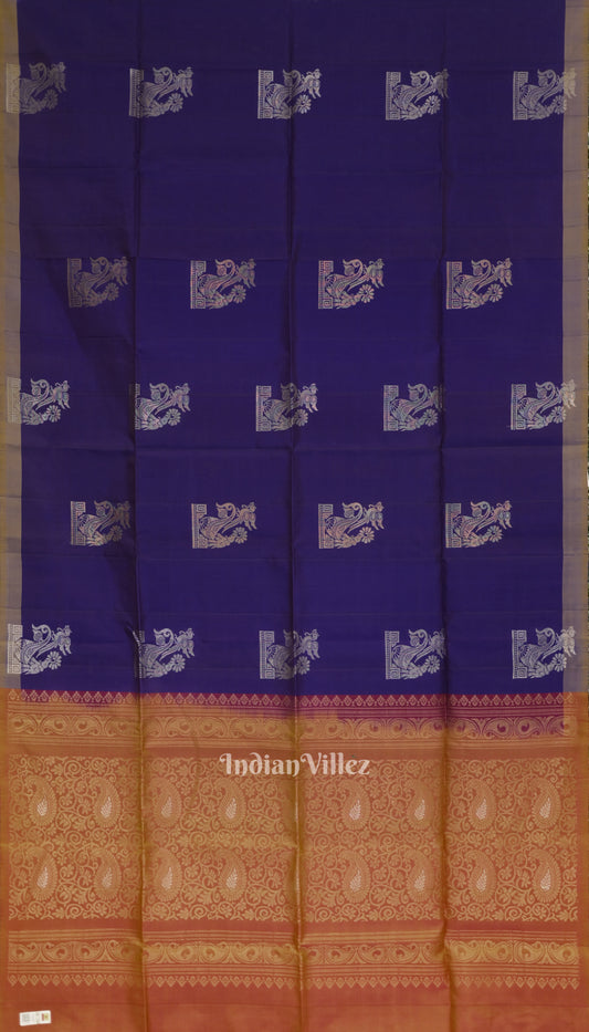 Redish Purple Pure Kanjivaram Soft Silk Saree