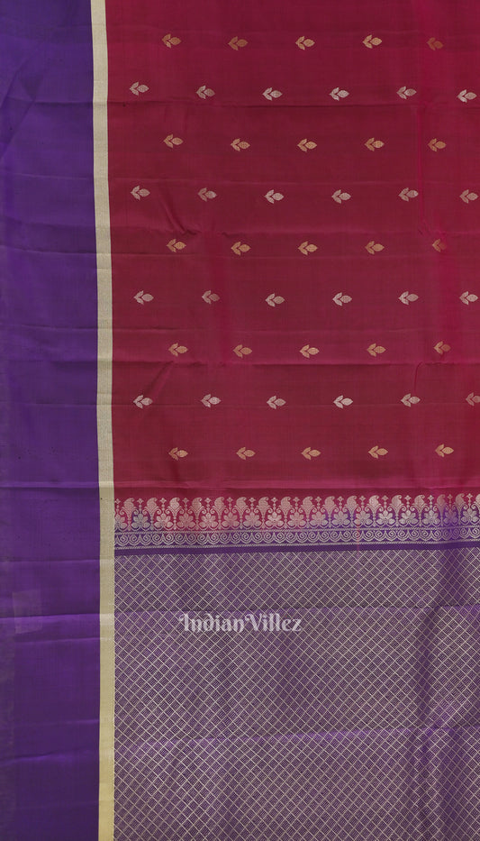 Dark Maroon With Blue Pure Kanjivaram Soft Silk Saree