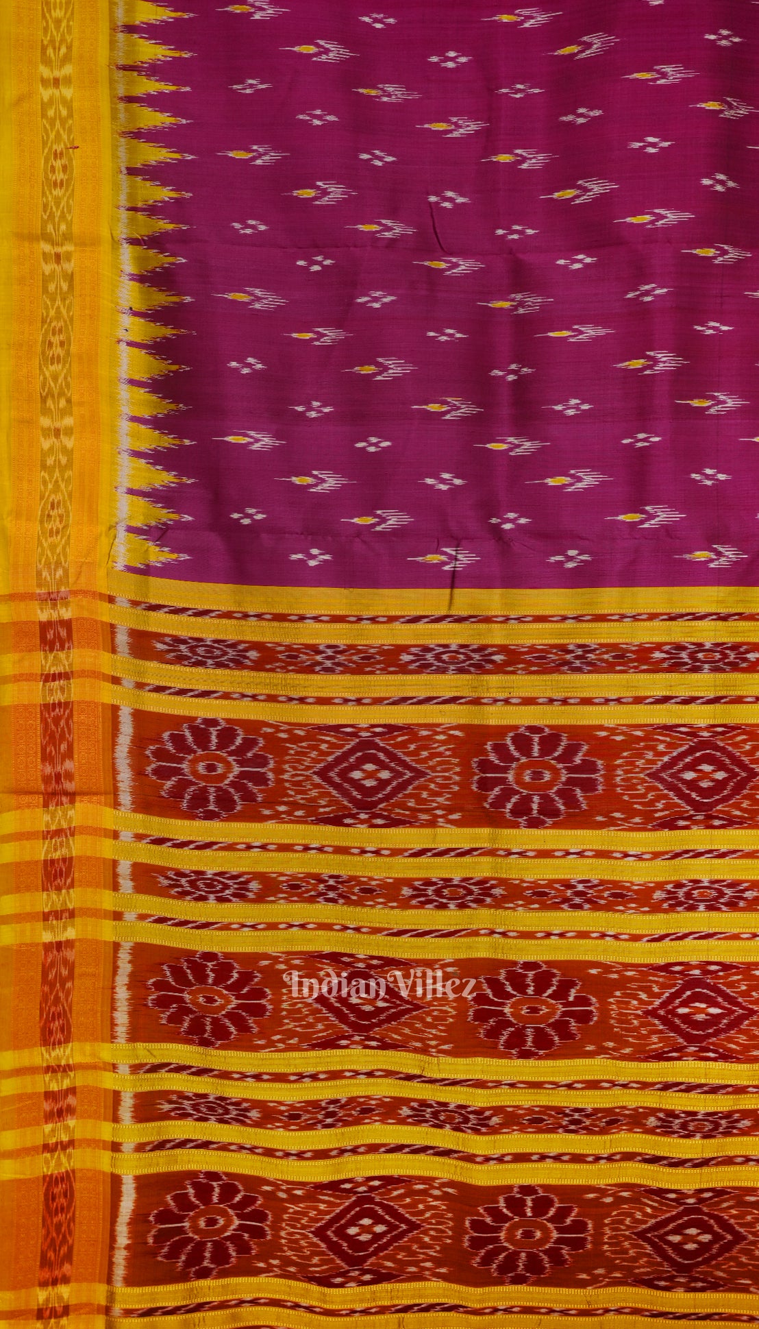 Magenta Red Mayur Chandrika Khandua Silk Saree