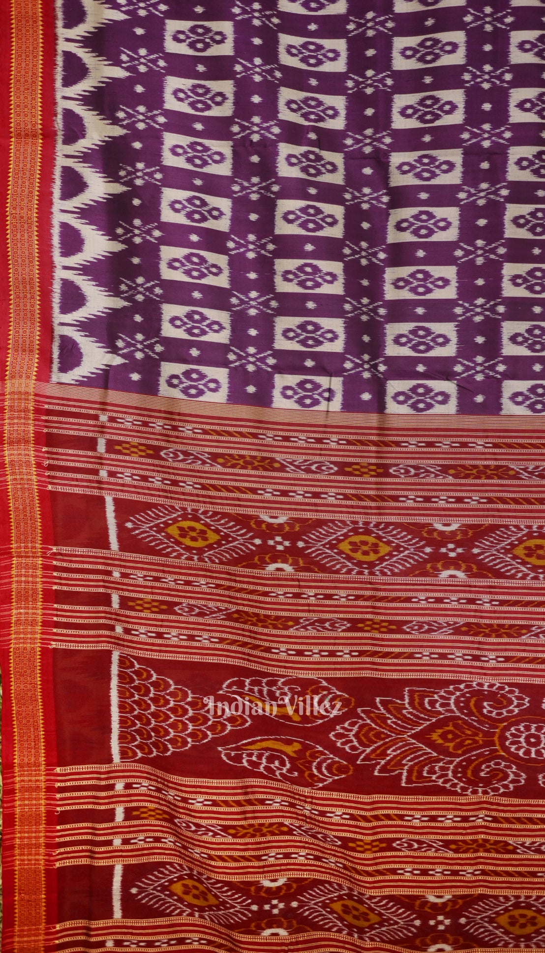 Purple Grey Odisha Ikat Khandua Silk Saree