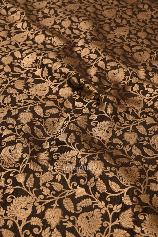 Black Coffee With Golden Work Pure Kanjivaram Silk Saree