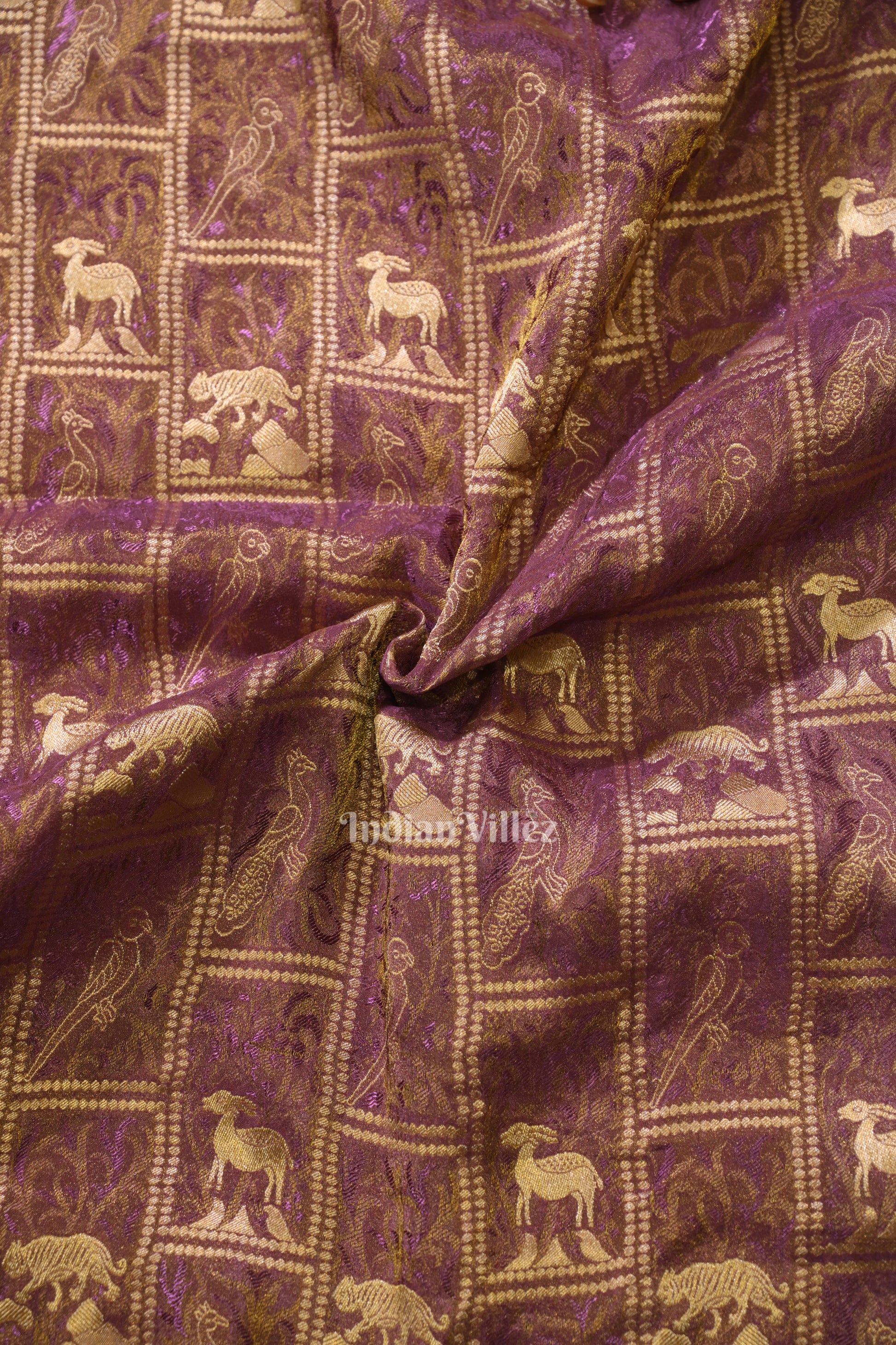 Lavender Purple Banarasi  Katan Tissue Saree with Tassels