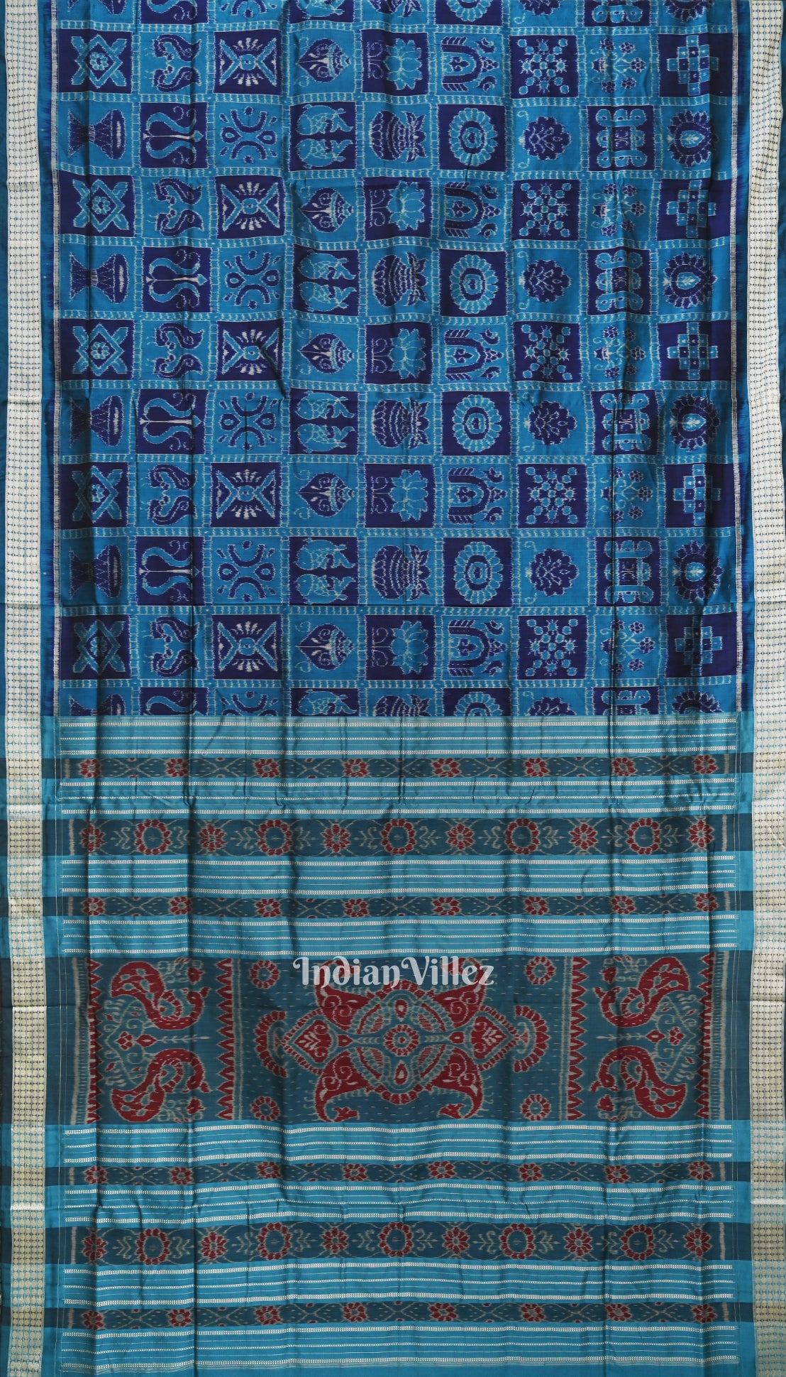 Blue Odisha Ikat Sambalpuri Silk Saree