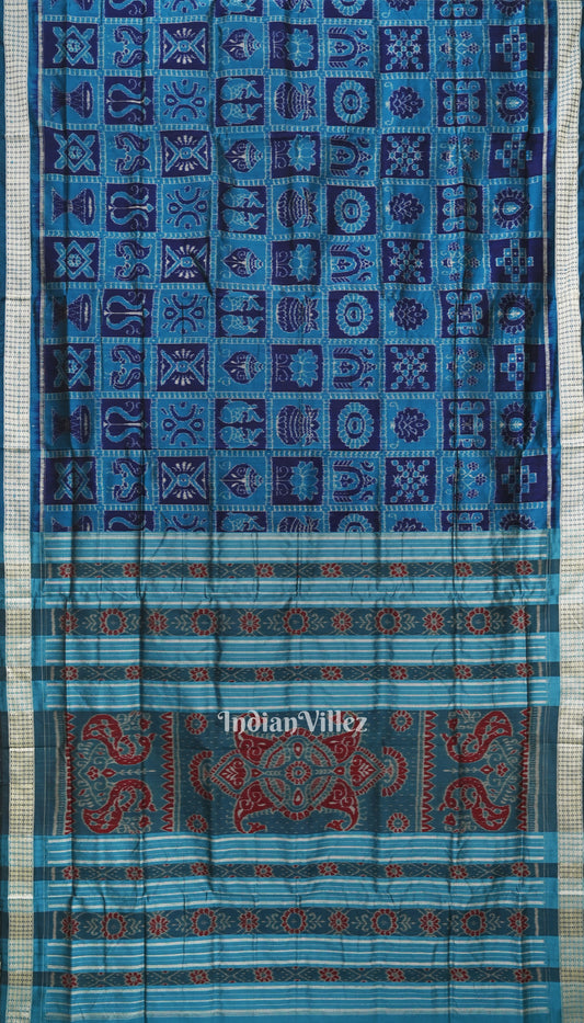 Blue Odisha Ikat Sambalpuri Silk Saree