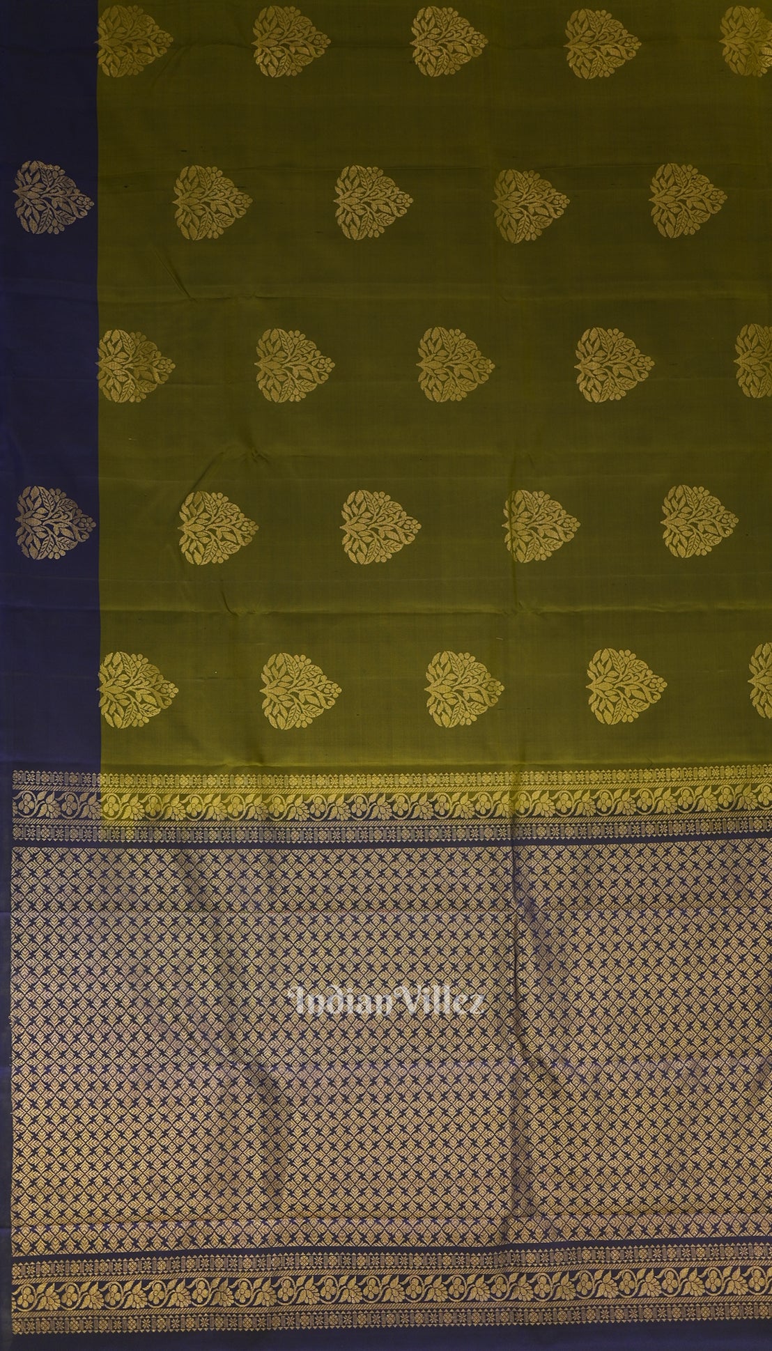 Hunter Green With Navy Blue Pure Kanjivaram Soft Silk Saree