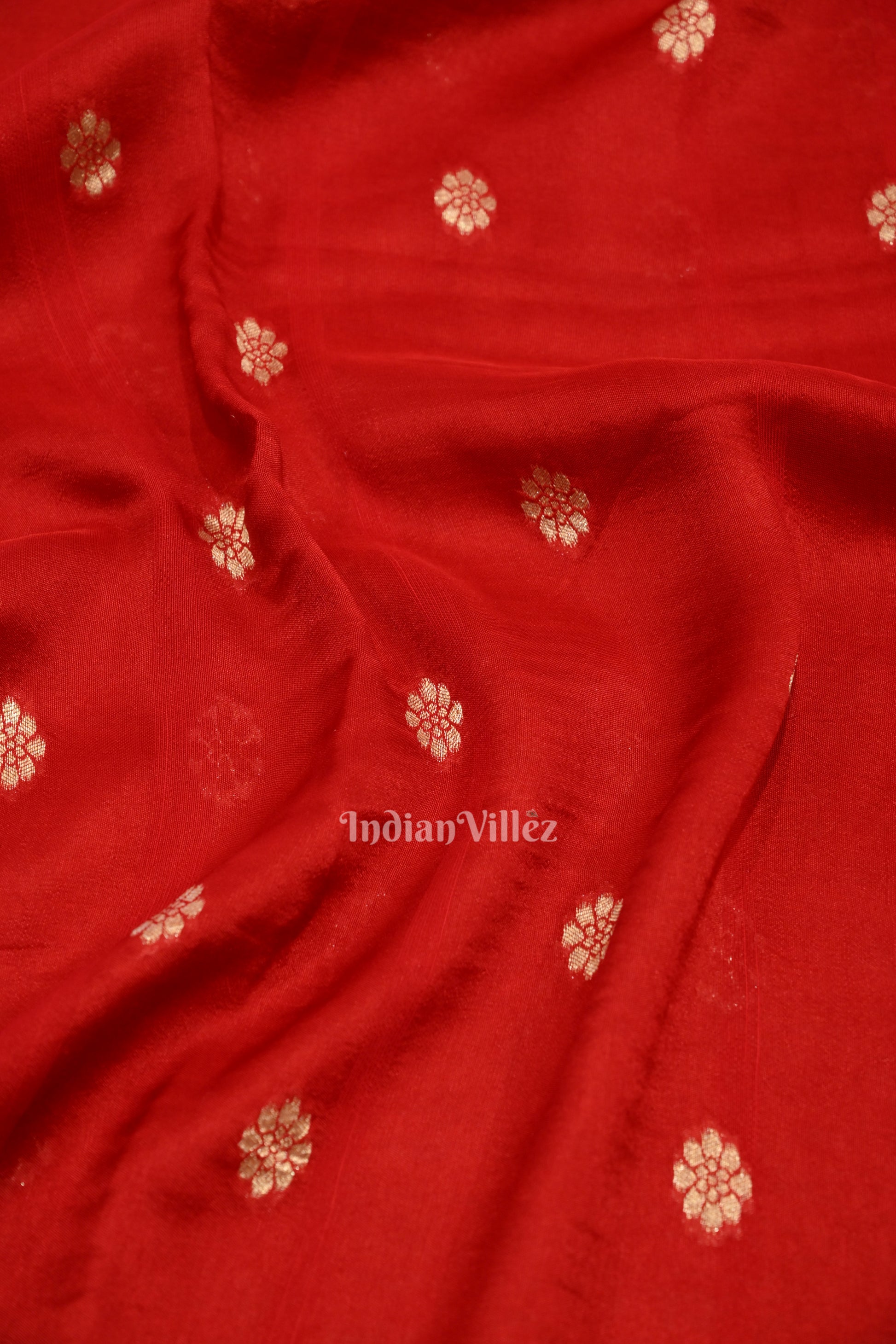 Deep Red Shikargah Theme Tussar Banarasi Handloom Silk Saree