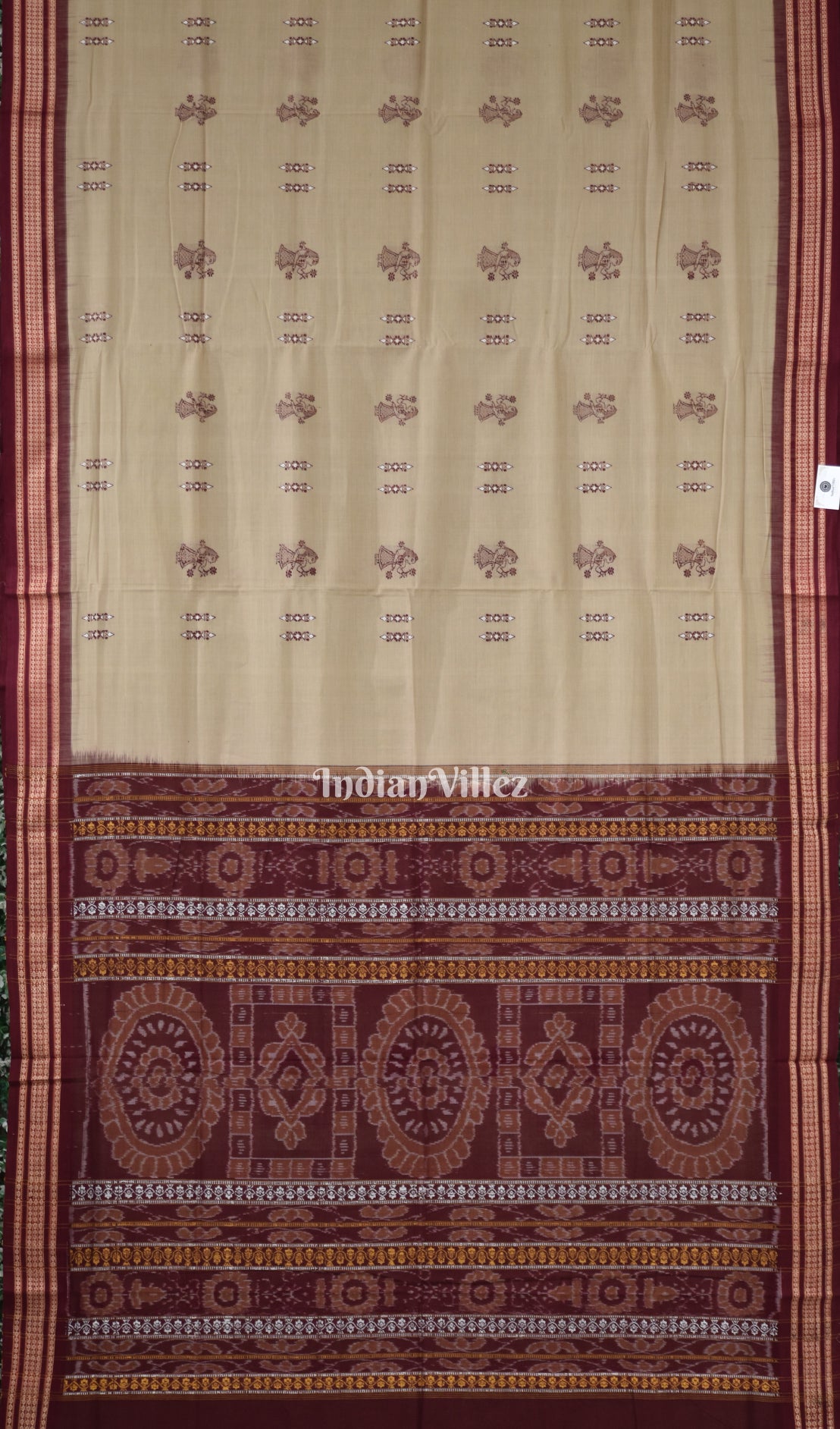 Camel Brown Odisha Ikat Sambalpuri Pure Cotton Saree 