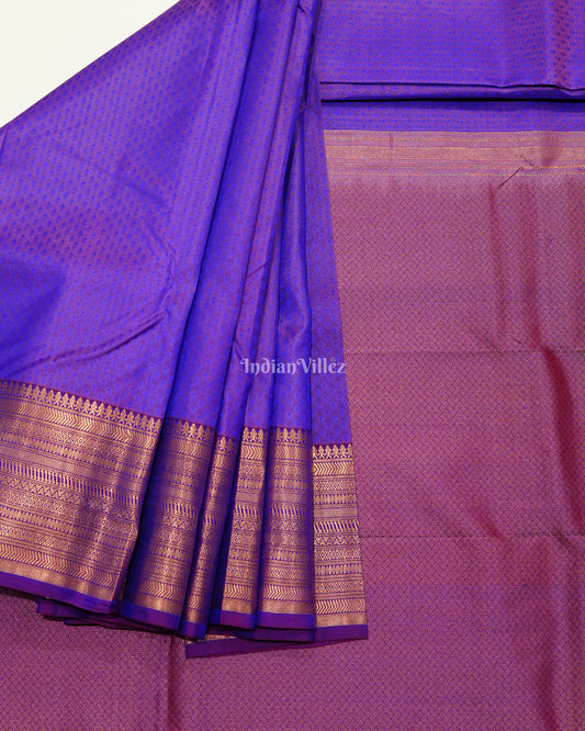 Blue Dual Tone Pure Kanjivaram Silk Saree