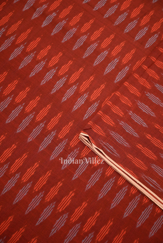 Maroon Pochampally Ikat Cotton Fabric 