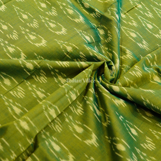 Green Handwoven Cotton Pochampally Ikat Fabric