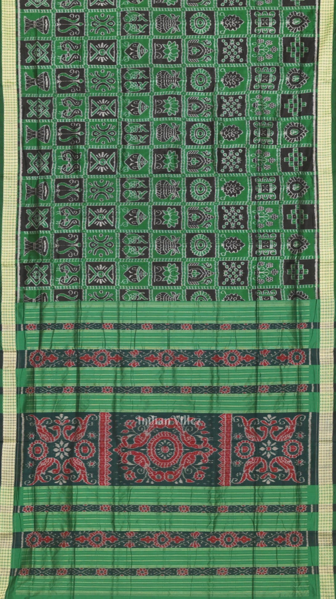 Green Black Nabakothi Odisha Ikat Sambalpuri Silk Saree