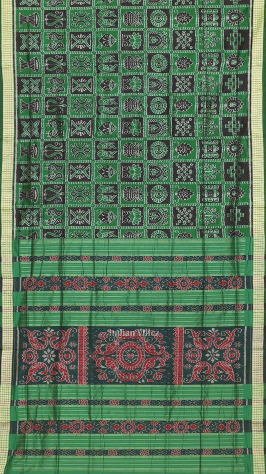 Green Black Nabakothi Odisha Ikat Sambalpuri Silk Saree