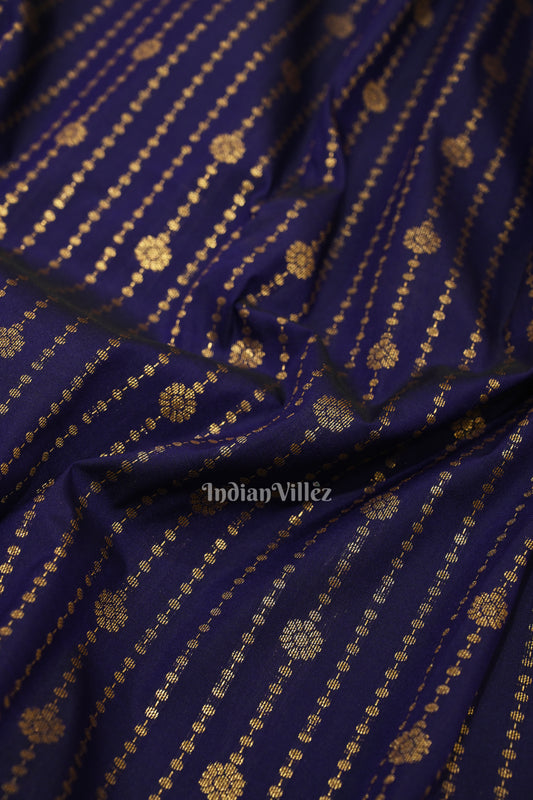 Deep Blue Rani Pink Pure Brocade Kanjivaram Silk Saree 