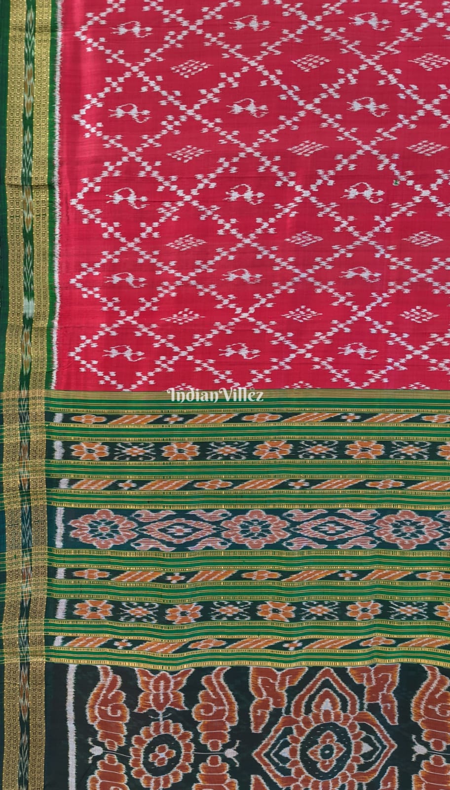 Maroon Tribal Odisha Handloom Khandua Silk Saree