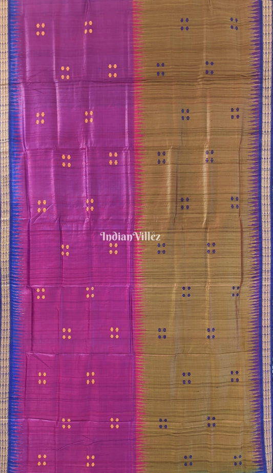 Blue Mehendi & Tyrian Purple Gopalpur Tussar Silk Saree (Maha Laxmi)