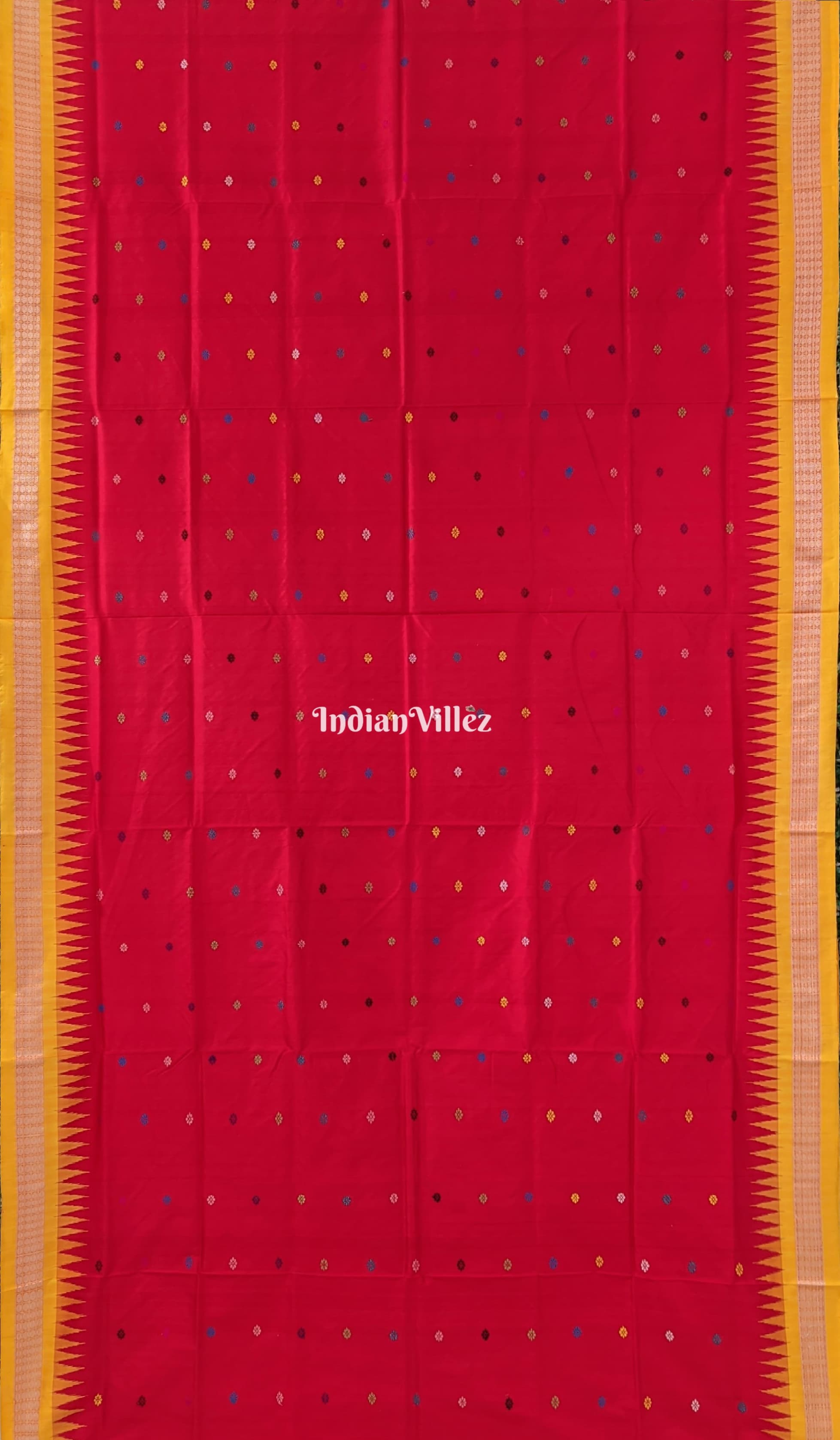 Red Yellow Dolabedi Sambalpuri Bomai Silk Saree