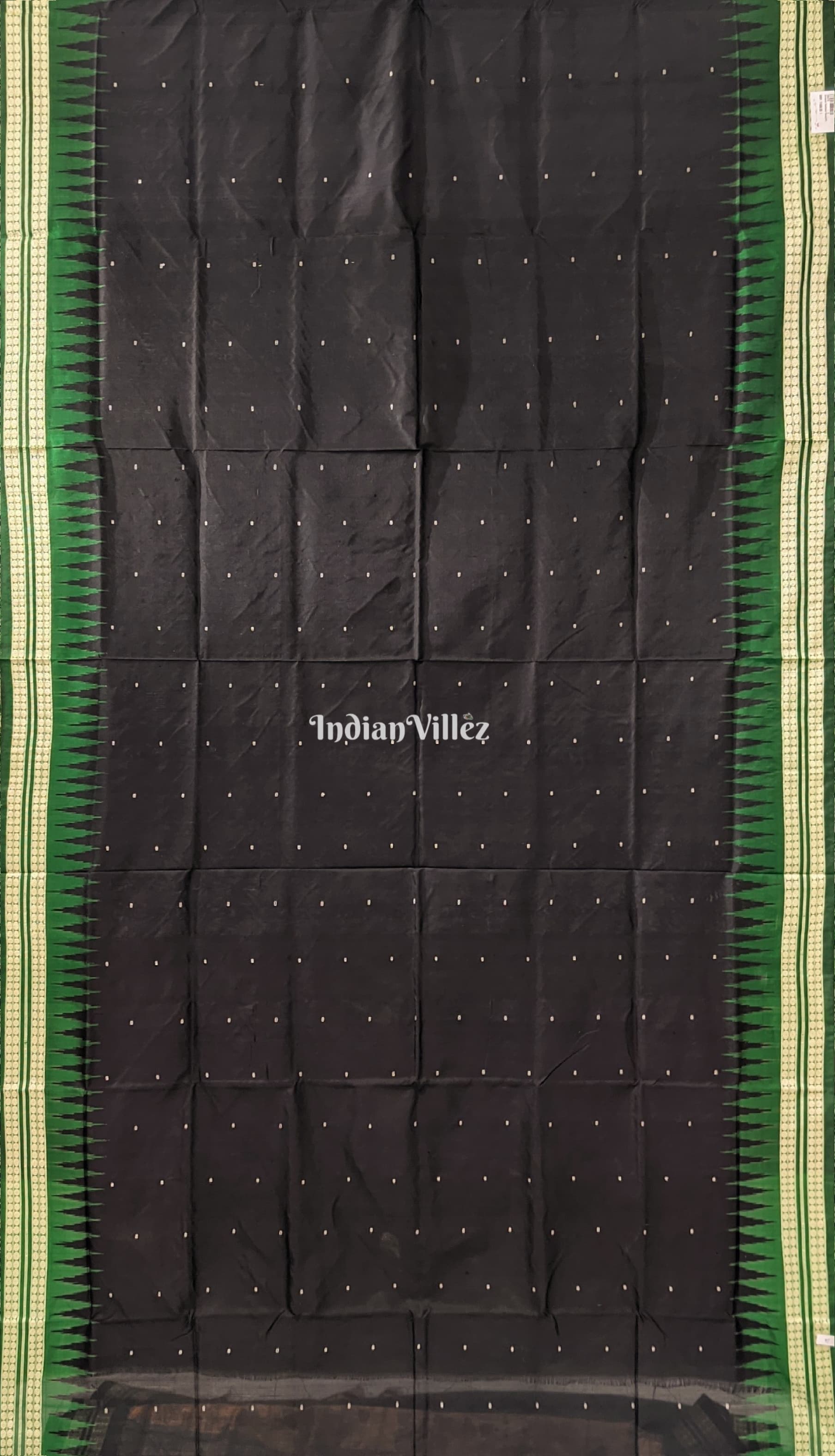 Black Green Doll Theme Sambalpuri Bomkai Silk Saree