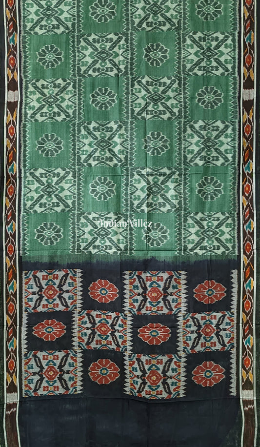 Jade Green Black Maniabandha Odisha Ikat Cotton Saree