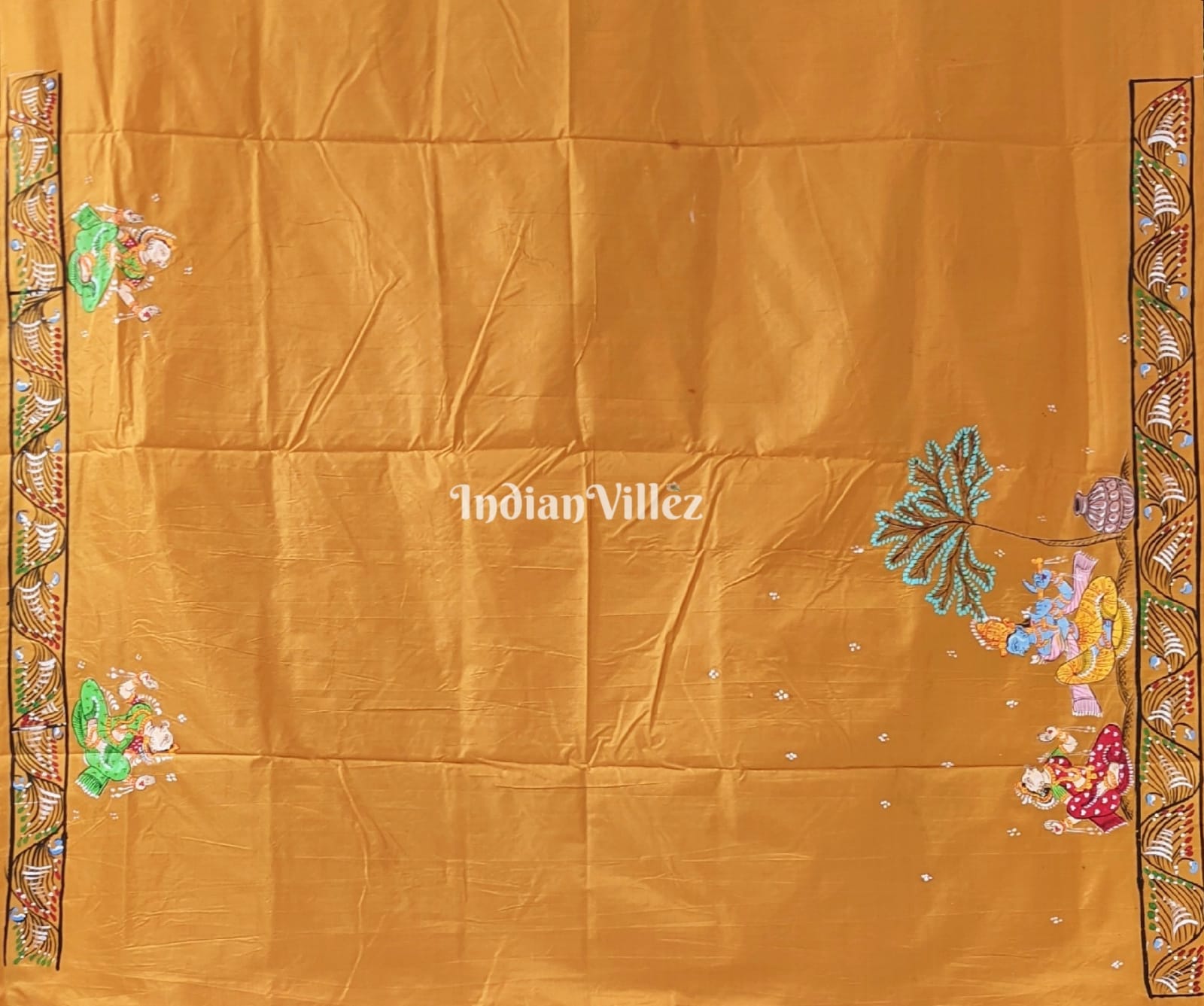 Yellow Boita Pattachitra Khadi Silk Saree