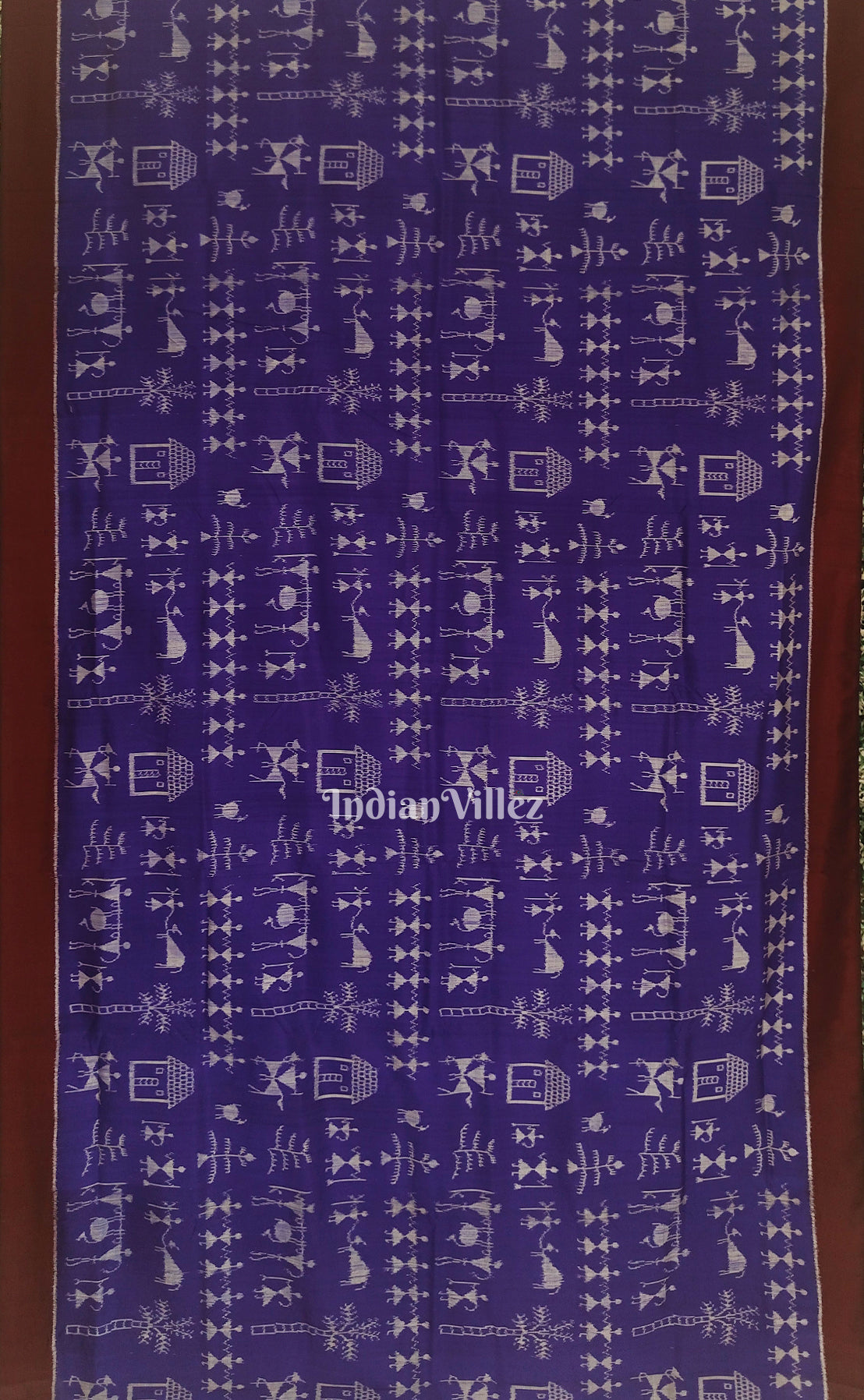 Blue Village Tribal Theme Contemporary Odisha Handloom Silk Saree