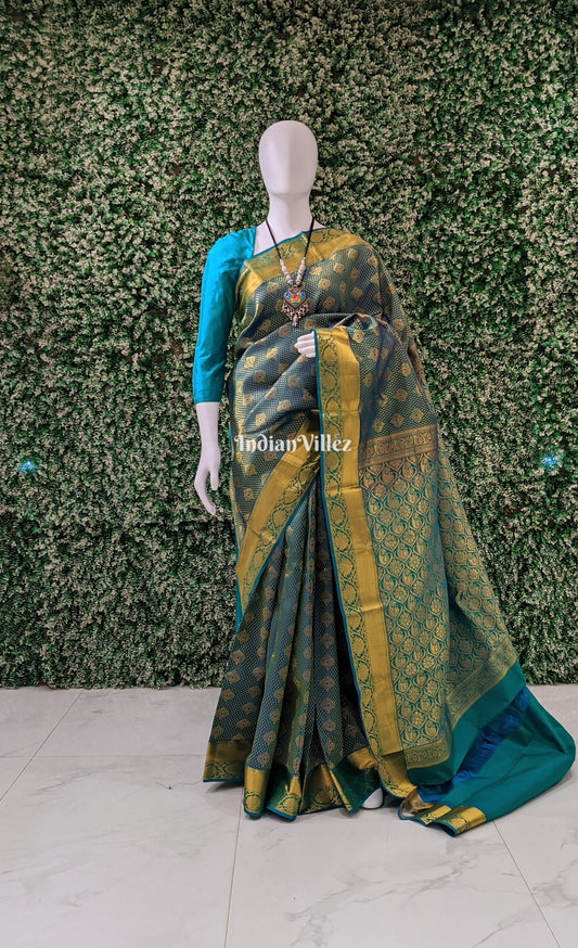 Sea Green Pure Kanjivaram Silk Saree