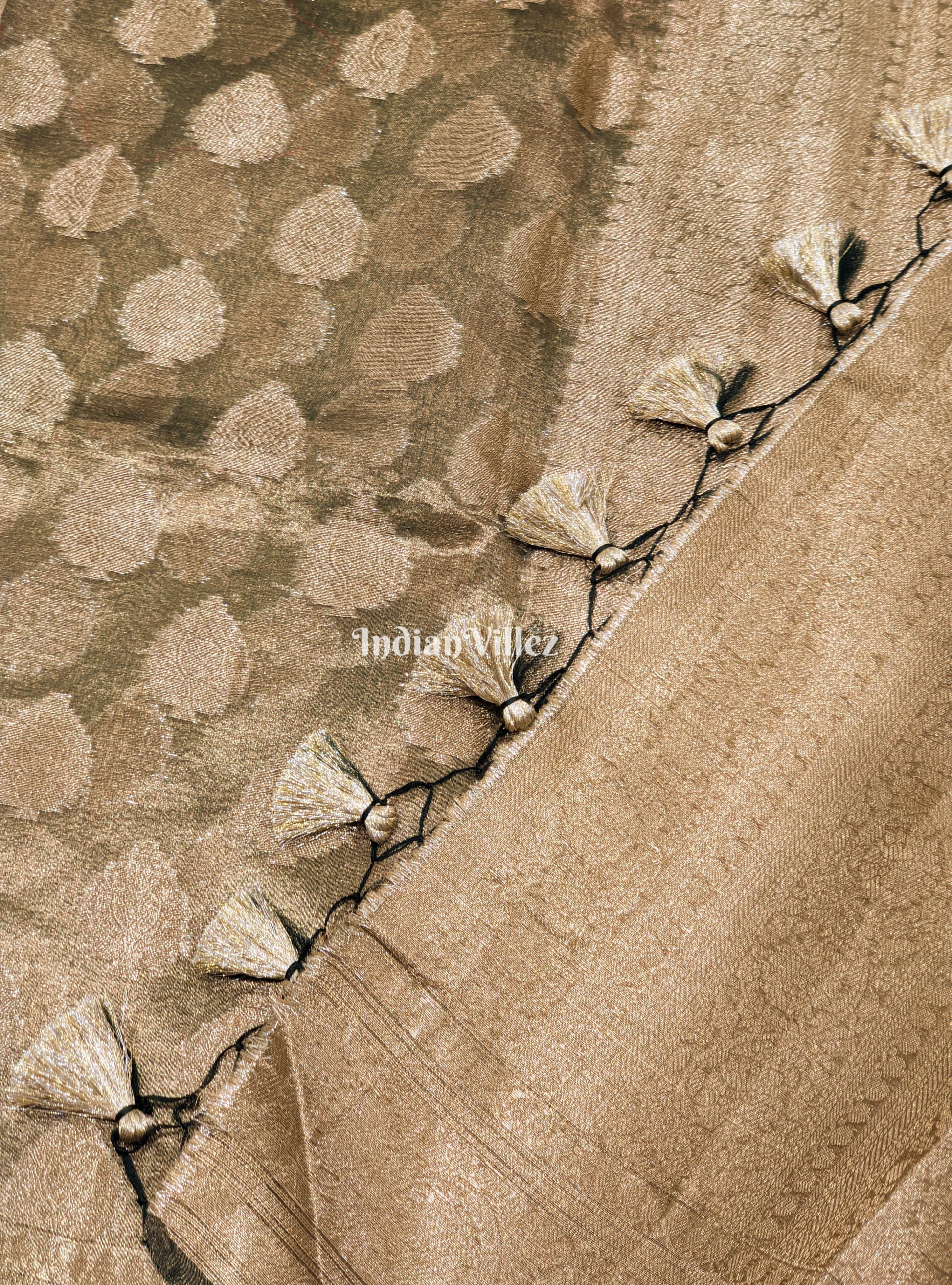 Army Green Zari Woven Banarasi Tissue Saree