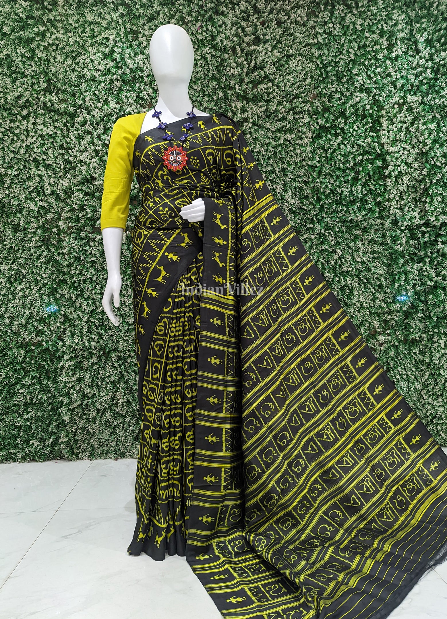 Black Odia Barnamala Contemporary Silk Saree