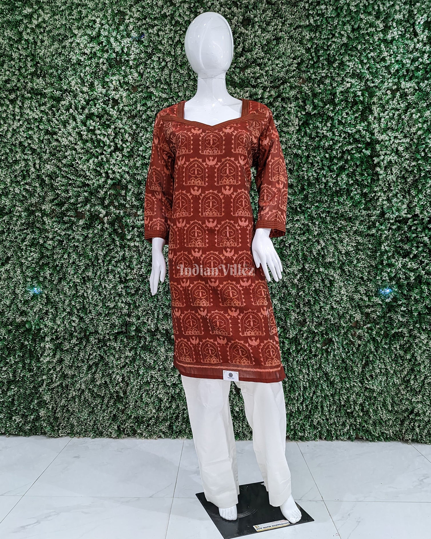 Red Sambalpuri Odisha Ikat Designer Cotton Kurti for Women