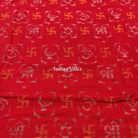 Red Swastika Odisha Ikat Sambalpuri Cotton Fabric