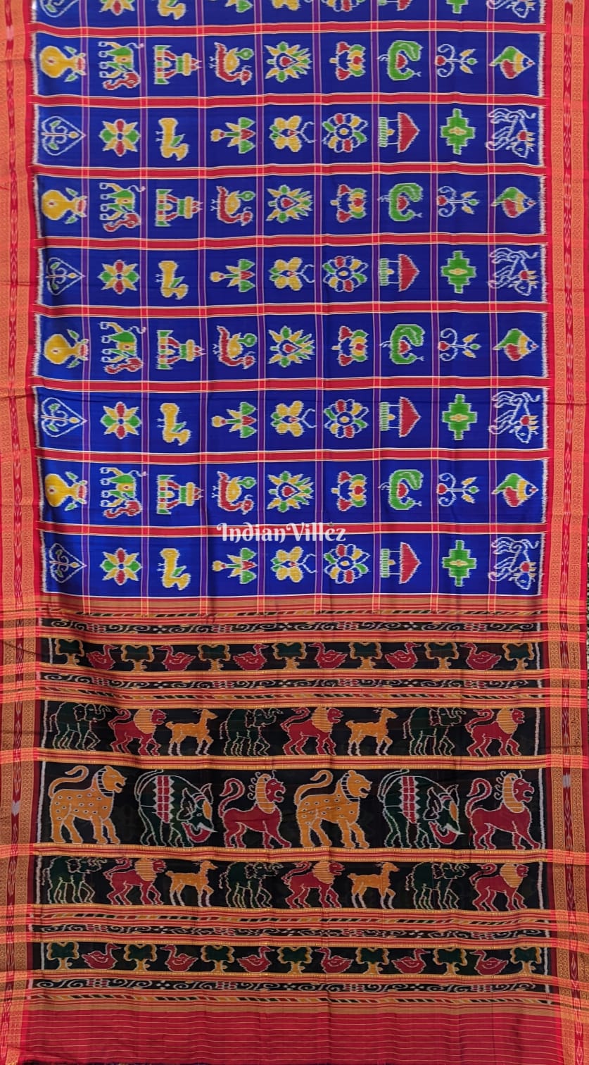 Violet Blue Odisha Ikat Nabakothi Khandua Silk Saree