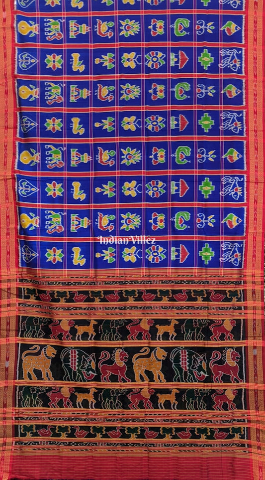 Violet Blue Odisha Ikat Nabakothi Khandua Silk Saree