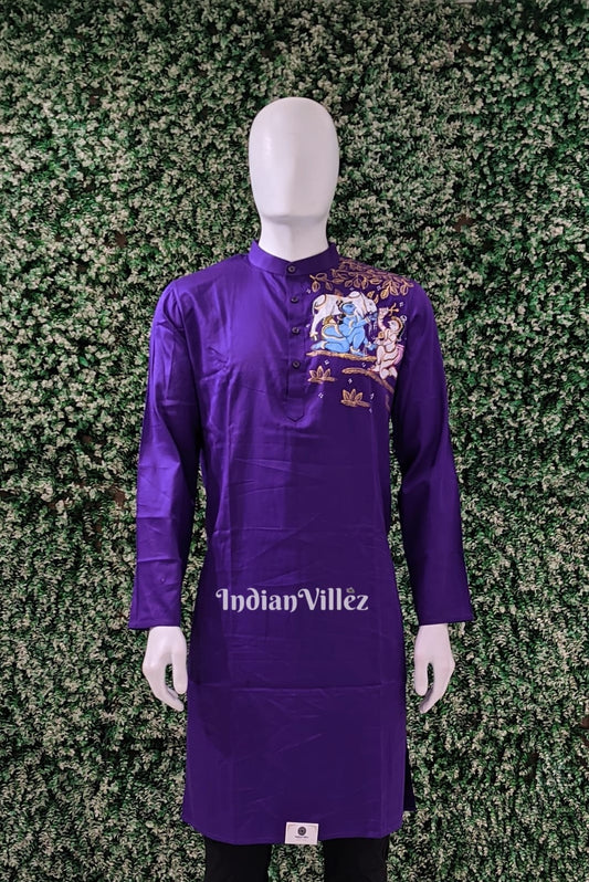 Purple Hand-Painted Pattachitra Kurta