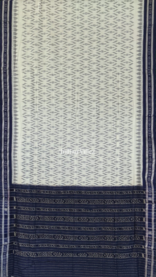 White Maniabandha Odisha Ikat Cotton Saree